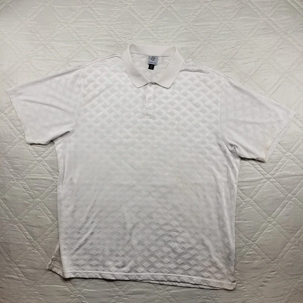 Kilburne & Finch white 100% Rayon polo shirt size 3XLT
